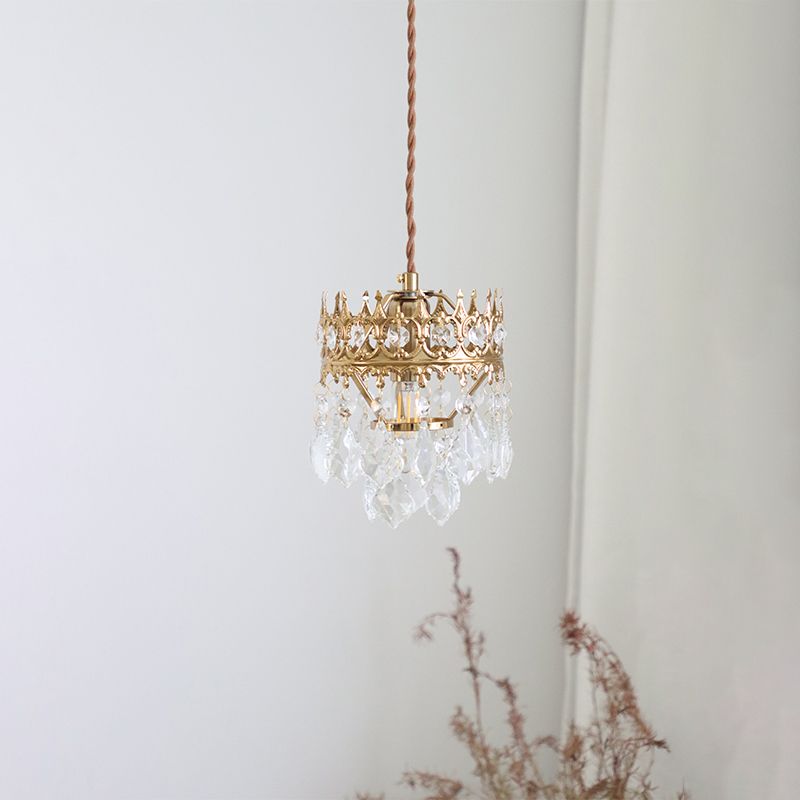 Crystal Crown Shape Hanging Lights Modern Style 1 Head Hanging Mount for Living Room