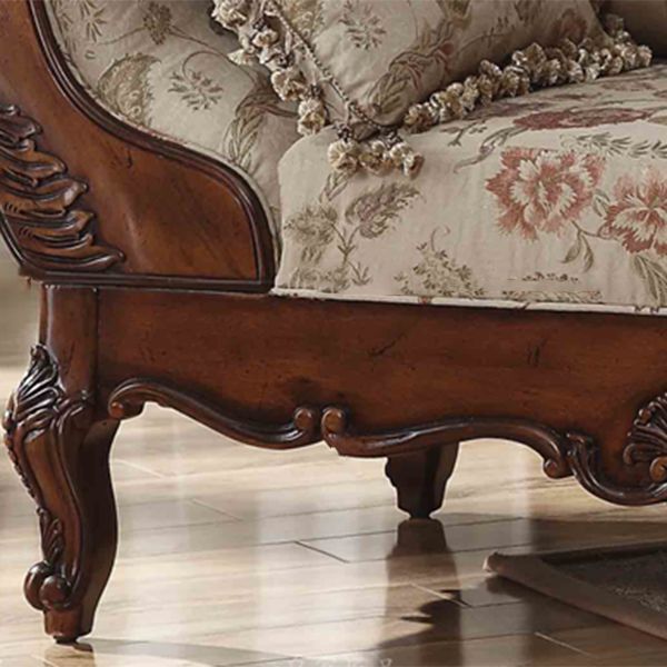 Traditional Solid Wood Upholstered  One Armed Chaise with Fabric  Pillow