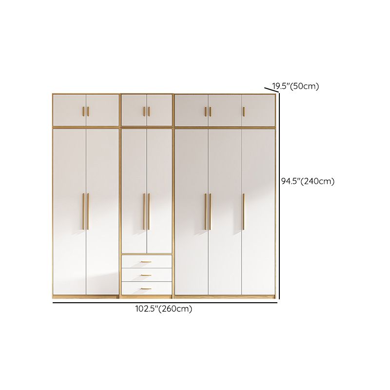 Contemporary Freestanding Wardrobe Engineered Wood White Wardrobe