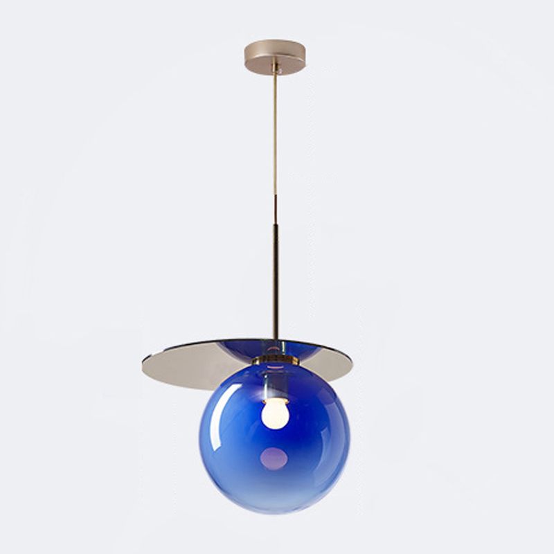 Nordic 1-Light Ceiling Pendant Light Glass Spherical Hanging Lamp for Living Room