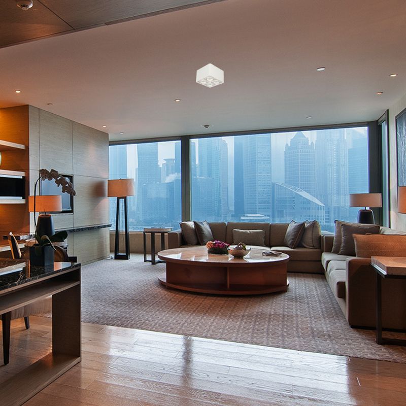 Contemporary Square Shape Ceiling Light with Aluminum Shade for Bedroom