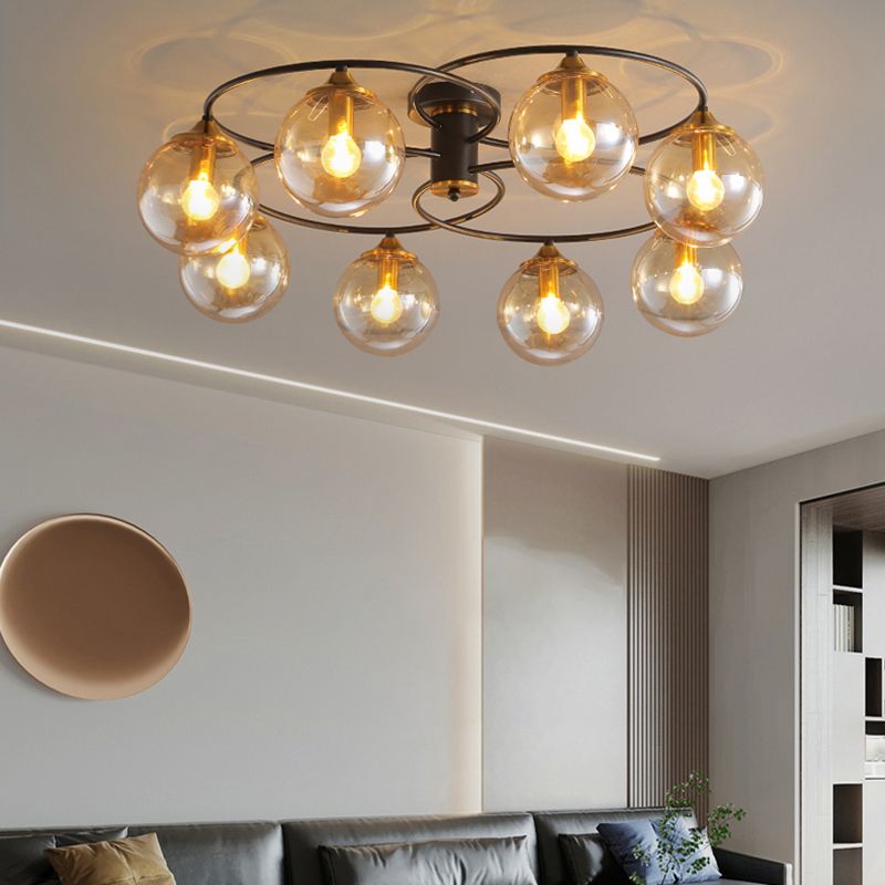 Modern Style Spherical Shape Ceiling Light Glass Multi Light Ceiling Light for Restaurant