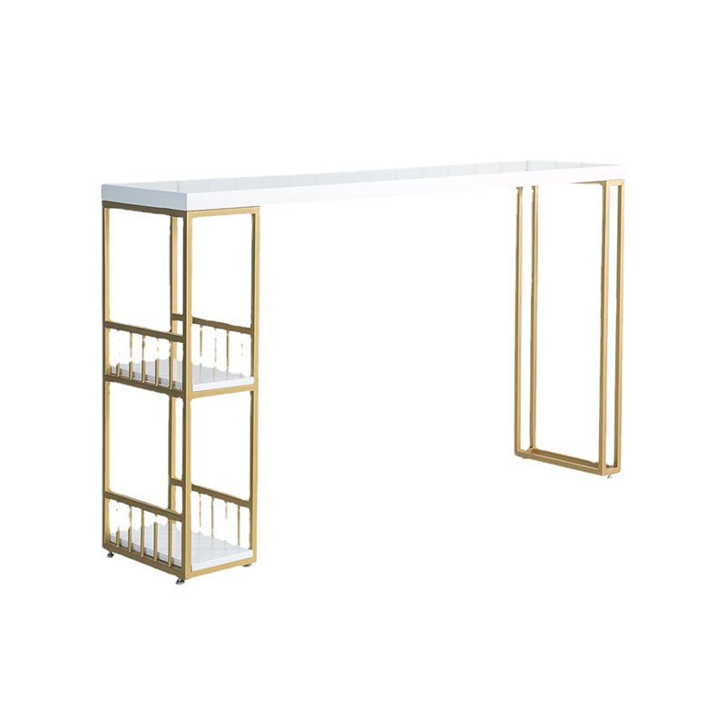 Glam Style Fixed Bar Table 1/3 Pieces Solid Wood Rectangle Counter Set