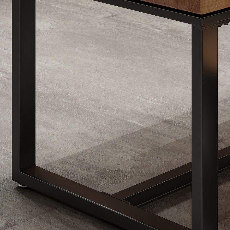 Solid Wood Dining Table Square Industrial Dining Table with Metal Base