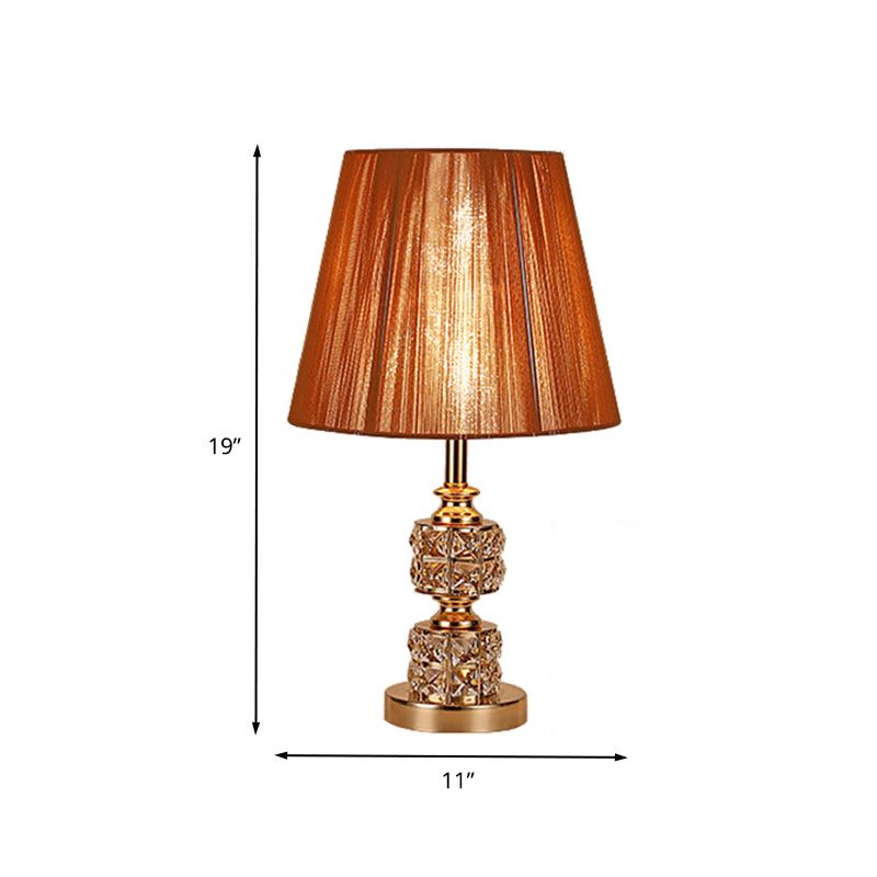 Tarea de cristal de sombra cónica Tarea de tela modernista 1 cabezal de oro lámpara de escritorio pequeño