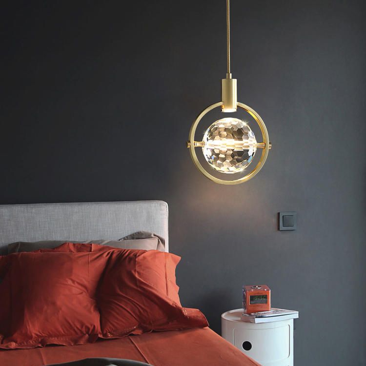 Modern Luxury Style Down Lighting Pendant 1 Light Suspension Pendant with Crystal Shade