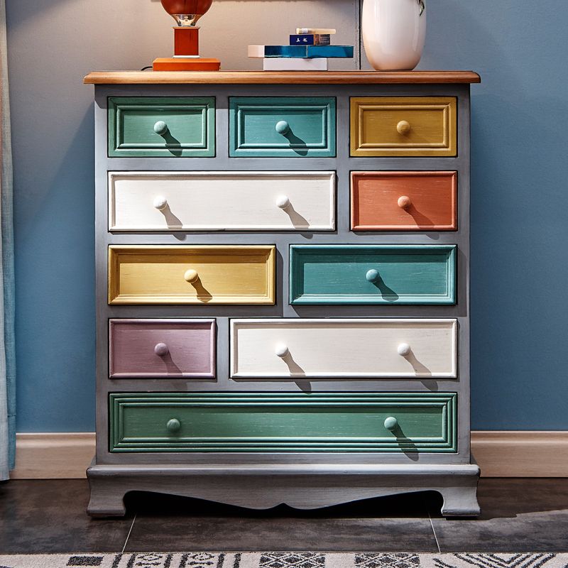 Solid Wood Nautical Storage Chest Bedroom Chest with Drawers