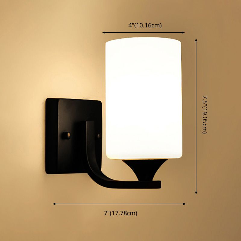 Modern Wall Mounted Light Fixture 1/2 Light Black Sconce Light with Glass Shape