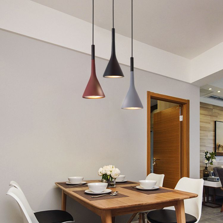 Aluminum Trumpet Shaped Pendant Light Nordic 1 Bulb Suspended Lighting Fixture