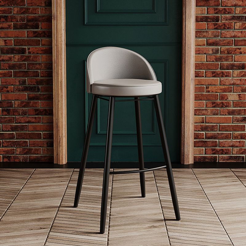 Faux Leather Armless Bar Stool Industrial Low Back Bar Chair with Metal Footrest