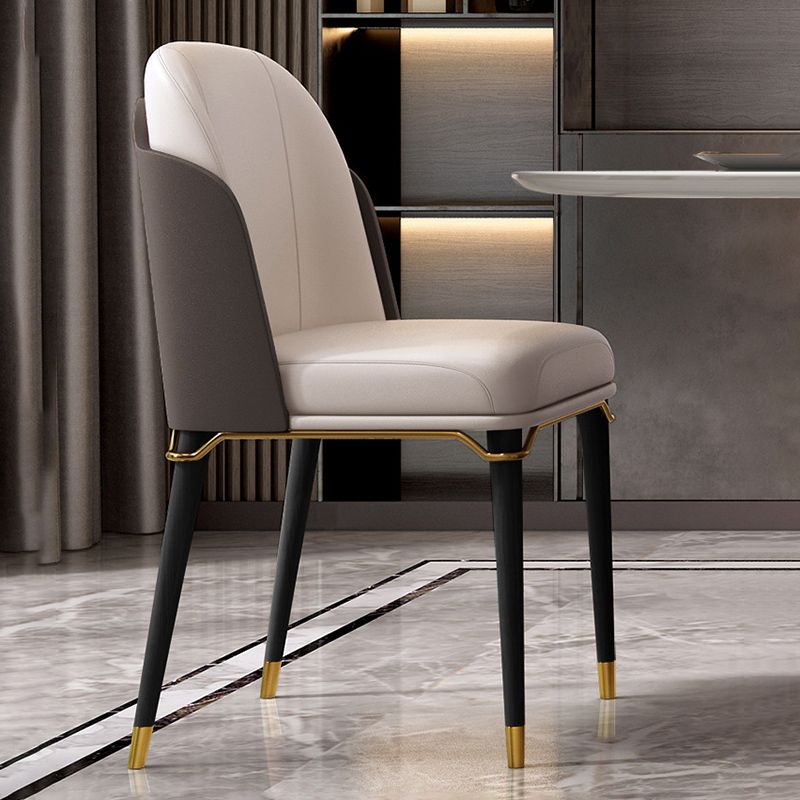 Glam Style Faux Leather Chair Parsons Chair with Wood Legs for Kitchen