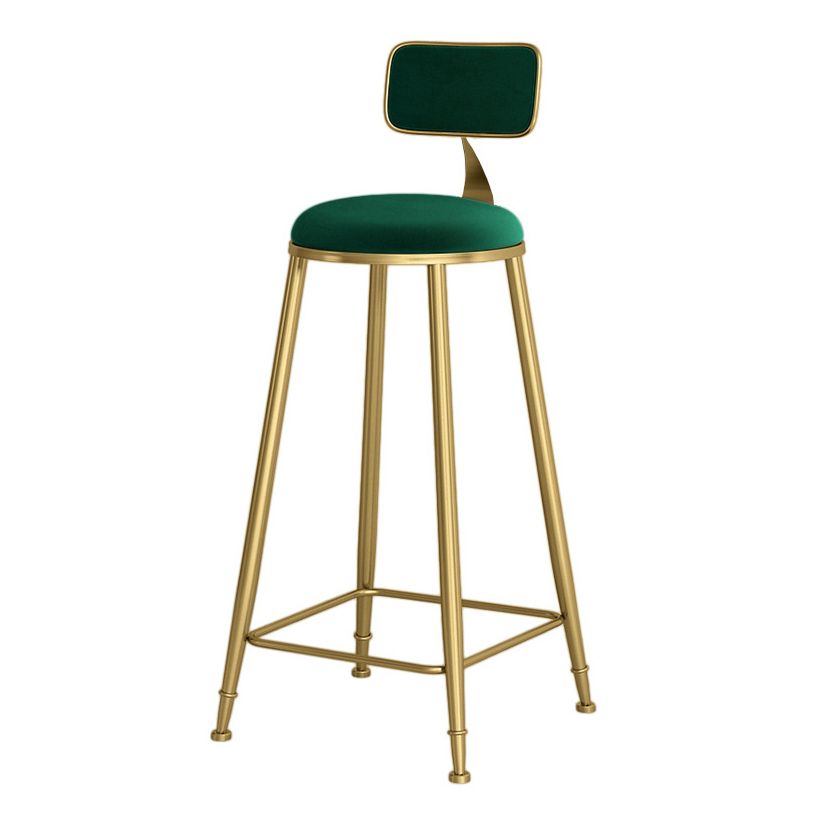 Glam Round Bar and Counter Stool Low Back Stool with 4 Gold Legs