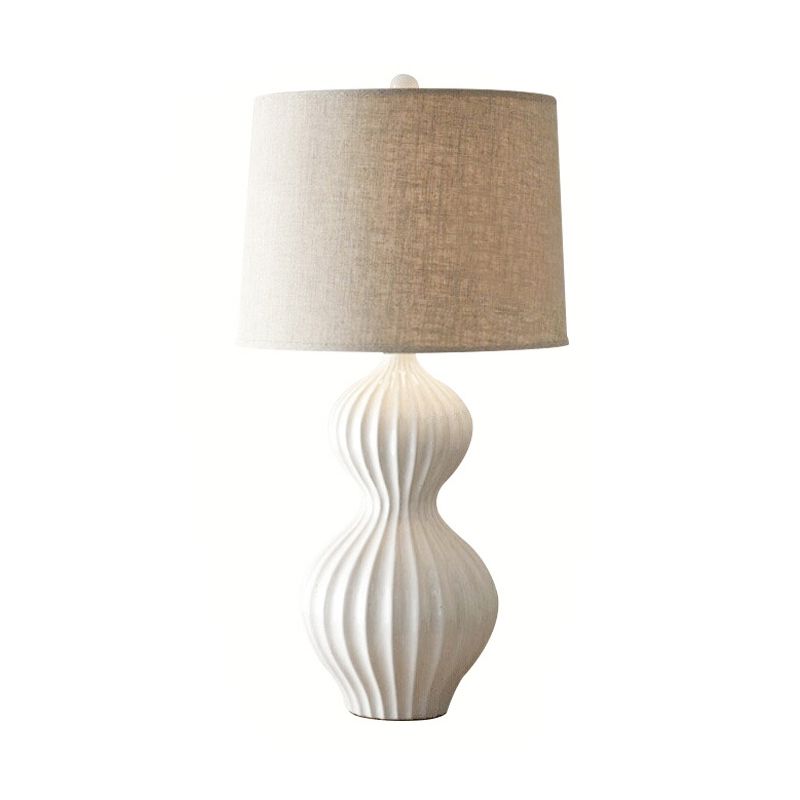 Tessuto di luce da tavola ombreggiata nordica 1 illuminazione per attività in lampadina con base ceramica di zucca