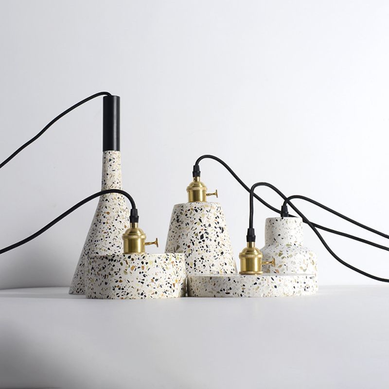 Terrazzo Small Pendant Light Fixture Nordic 1 Head White Suspension Lamp for Living Room
