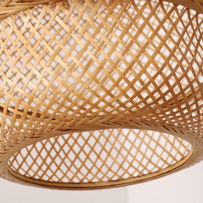 1 Light Tiered Pendant Lighting Japanese Rattan Pendant Lighting Fixtures for Restaurant
