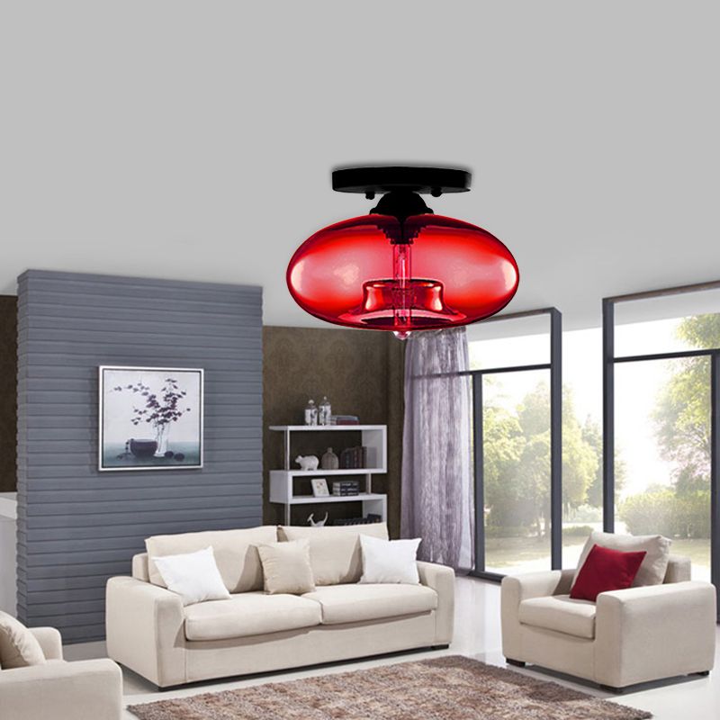 Lampe encastrée ovale en verre, Style Simple, 1 lumière claire/ambre/fumée, plafonnier pour couloir
