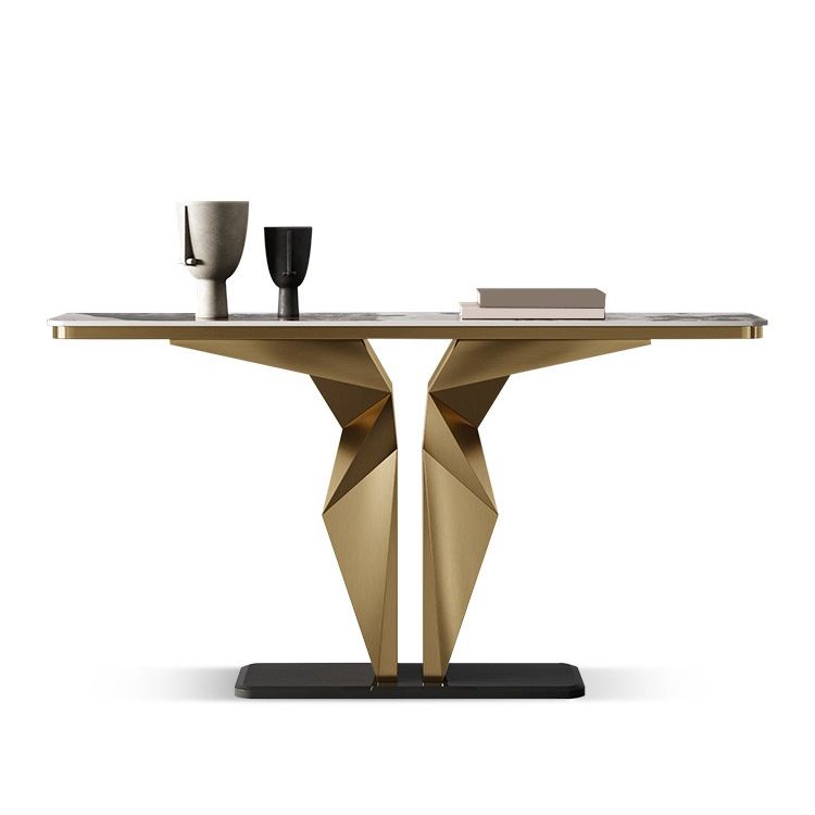 Glam Metal Console Table Rectangle Console Sofa Table for Hall
