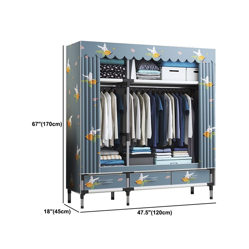 Contemporary Wardrobe Metal Bedroom Wardrobe Closet with Shelves