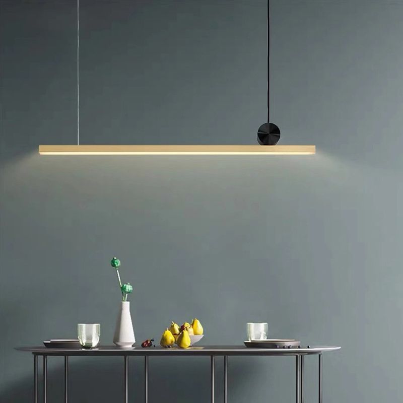 Gold Finish Linear Pendant Lighting Minimalist 34.5"/46.5" Wide LED Acrylic over Island Lighting