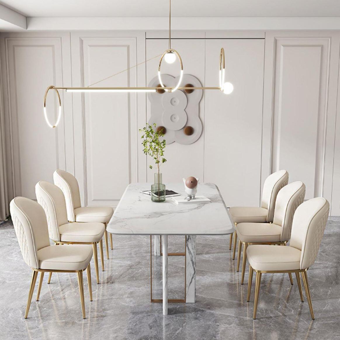 Kitchen Dining Chairs Faux Leather Side Chairs with Gold Metal Legs