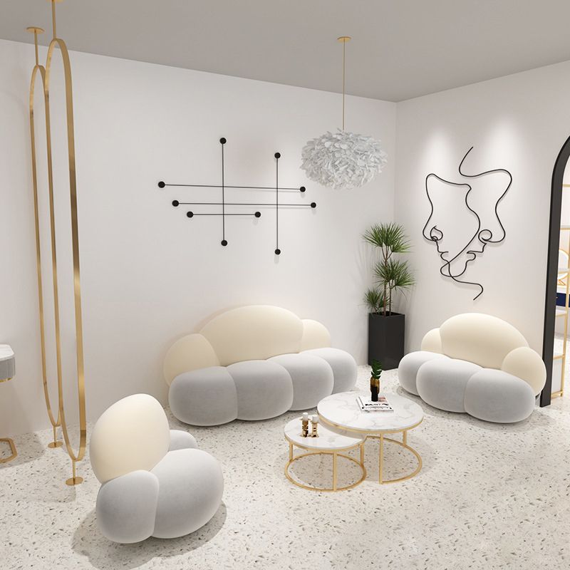 29.52" Wide Velvet Curved Sofa Cloud Shape Armless Sofa for Living Room