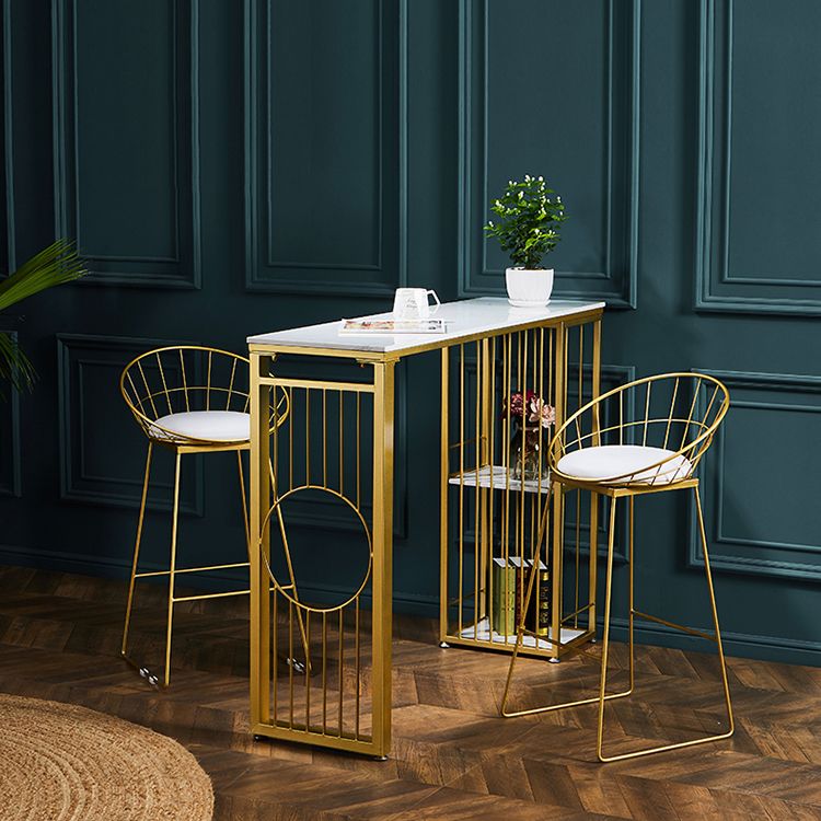 Glam Bar Table Set 1/2/3 Pieces Rectangle Stone Counter Table with High Stools for Kitchen