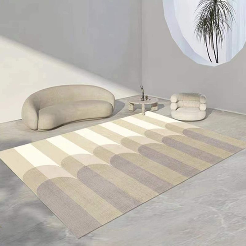 Modern Geometric Print Rug Apricot Polyester Area Carpet Non-Slip Backing Rug for Drawing Room