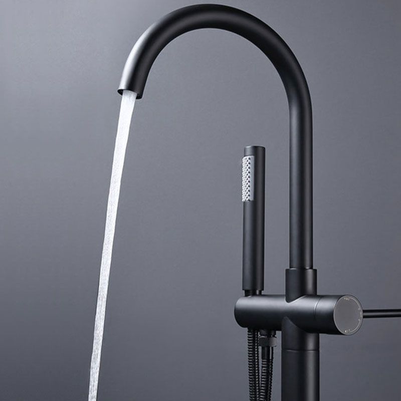 Brass Freestanding Tub Filler with Water Inlet Pipe Floor Mounted Bathroom Faucet