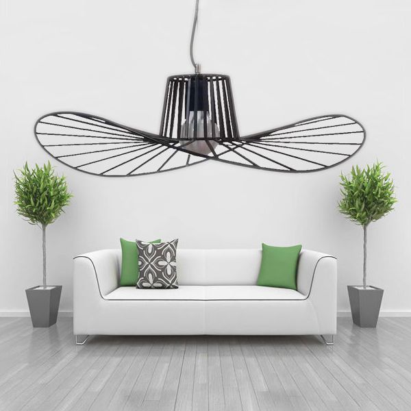 Pendants contemporains, luminaire suspendu de paille en métal moderne 1-Light