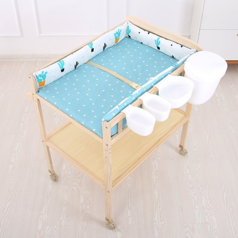 Wooden Shelf Changing Table Storage Flat Top Baby Changing Table with Pad