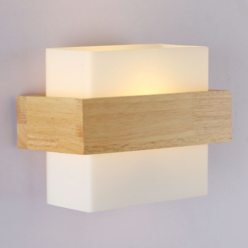 Moderner Stil Geometrisch geformte Wandlampe Holz 1 Lichtwandbeleuchtung Armaturen