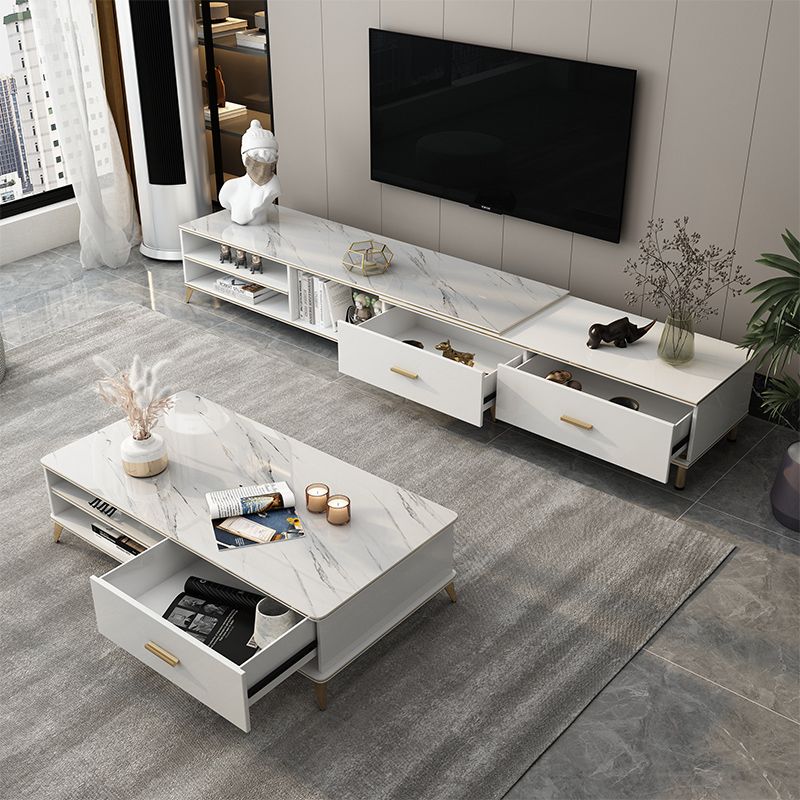 Wooden Coffee Cocktail Table with Storage 4 Legs Contemporary Rectangle