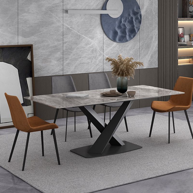 Contemporary 1/4/5/7 Pieces Dining Set Gray Sintered Stone Dining Table for Home Use