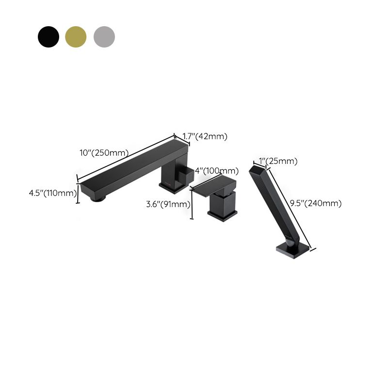 Deck Mounted Copper Roman Tub Faucet Low Arc Bathroom Tub Faucet Set