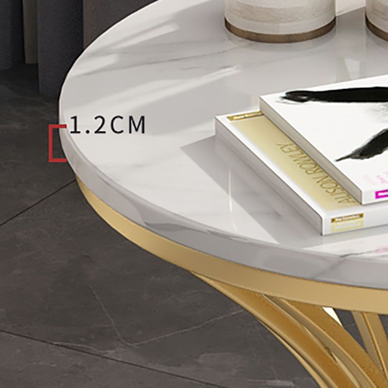 Traditional Luxury Dining Table Sintered Stone Round Table with Gold Base