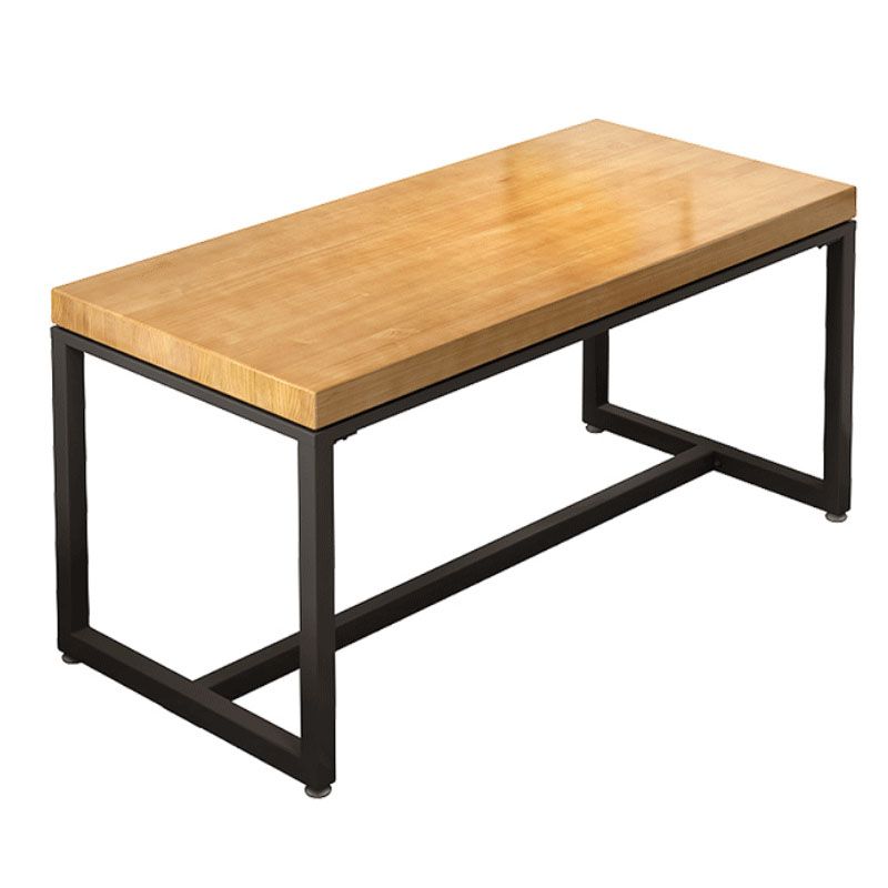 Pine Wood Top Dining Table Industrial Rectangle Table with Trestle Base