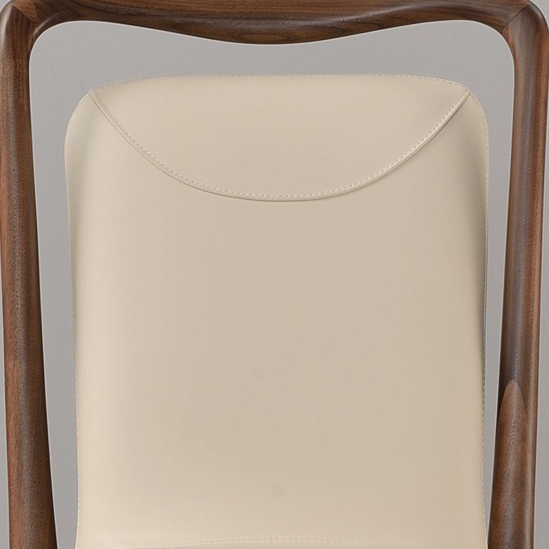 Dining Room Contemporary Walnut Wood Upholstered Solid Back Dining Chair