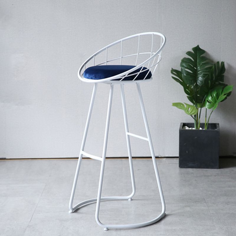 Contemporary Style Counter Stool Upholstered Bar Stool with Metal Base