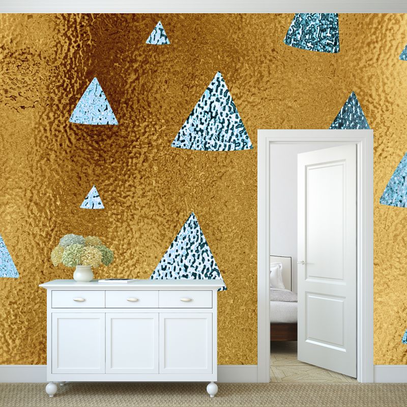 Modern Triangle Print Wallpaper Mural Dark Color Foil Wall Art for Hallway, Size Optional