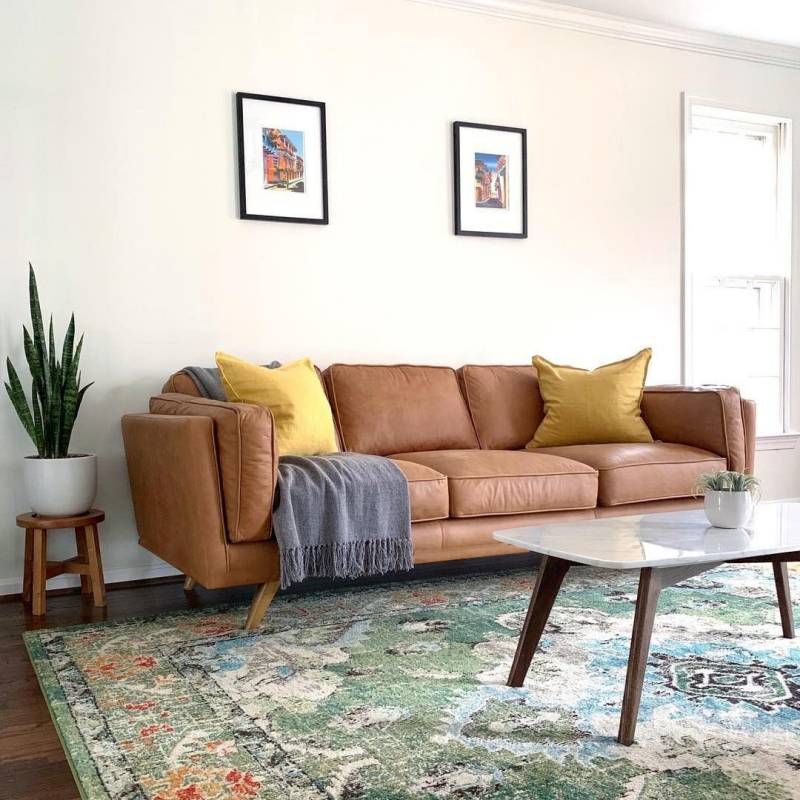 Fabric Pillow Top Arm Sofa 31.5"High Cushion Back Sectional Sofa,Brown