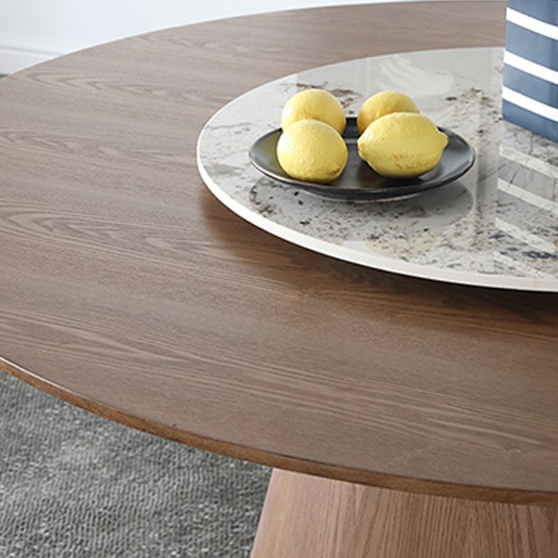 Modern Round Dining Table Wood Base Pedestal Table for Home Kitchen