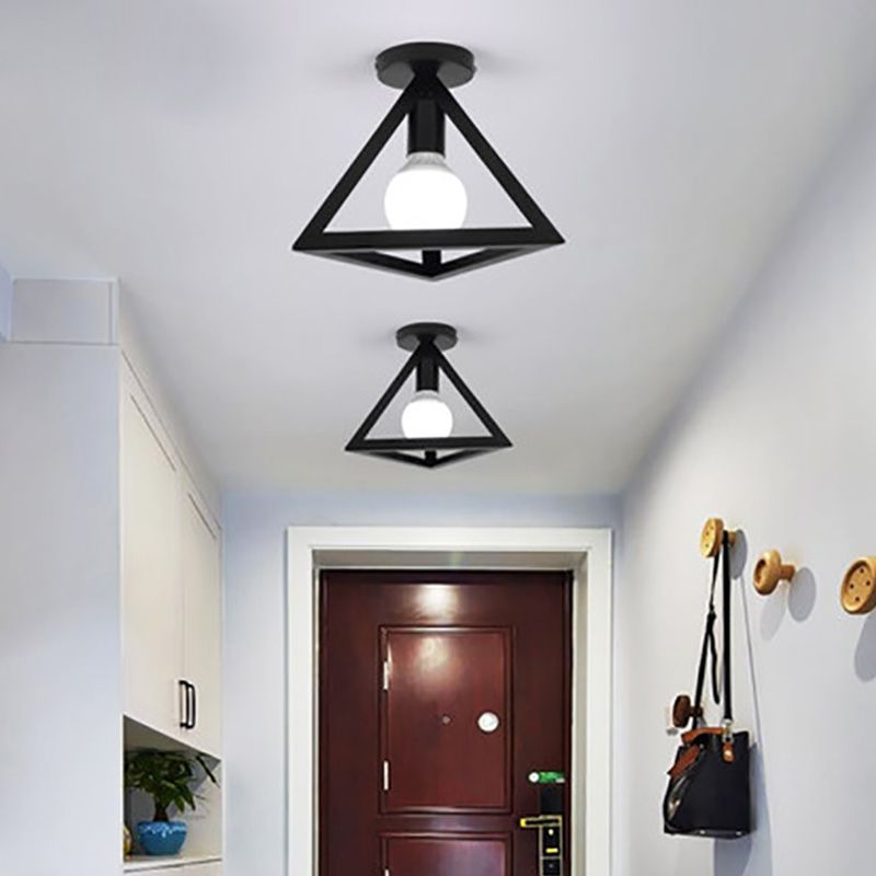 Marco geométrico de hierro forjado mini luz de techo de estilo jubilado de estilo industrial