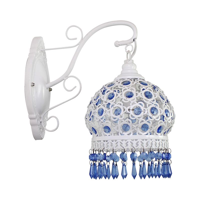 Traditional Dome Wall Sconce Lamp 1 Bulb Metal Wall Mount Light in White/Pink/Orange for Living Room