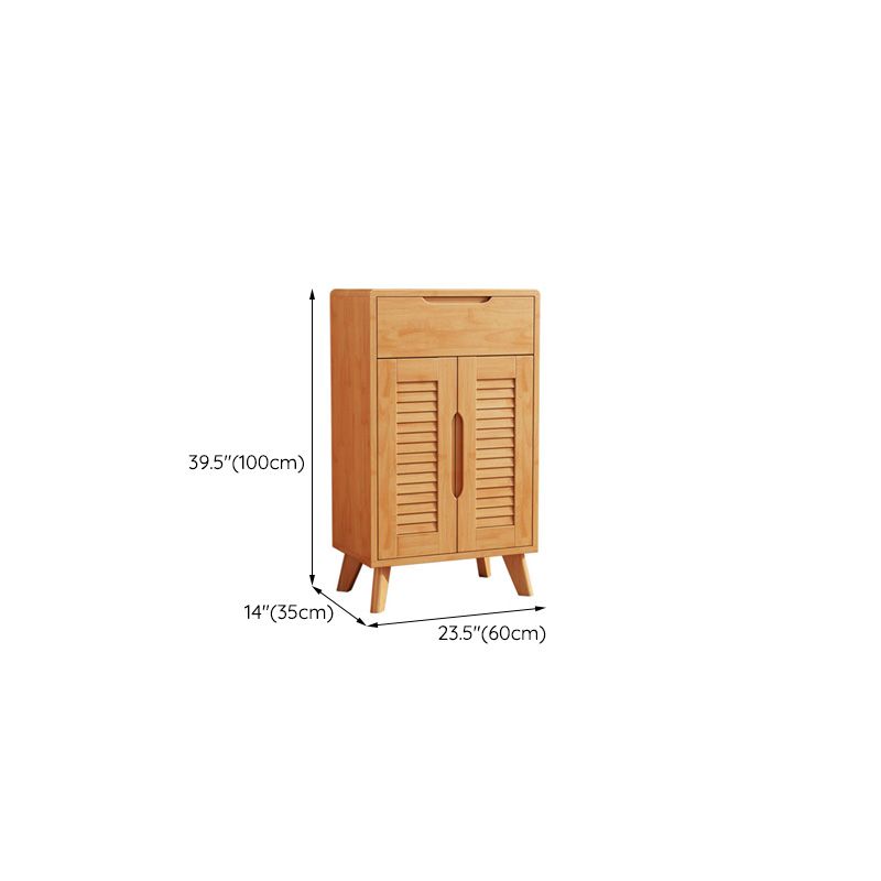 Door and Drawer Accent Cabinet Wood Cabinet in Brown/Natural
