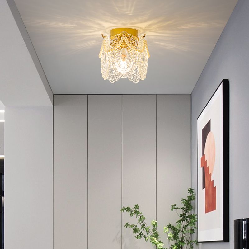Nordic Cylinder Semi Flush Ceiling Light Glass Aisle Ceiling Flush Mount