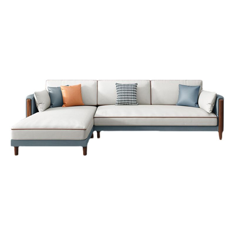 Modern 35.43 " H Solid Color Faux Leather Square Arm Sofa & Chaise