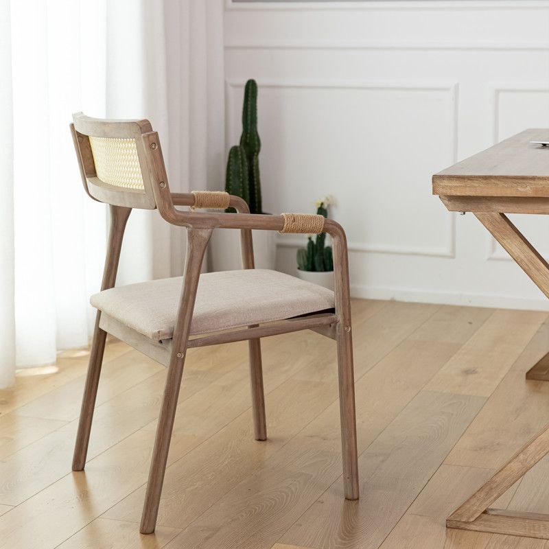 Traditional Style Rubberwood Chairs Kitchen Open Back Dining Side Chair