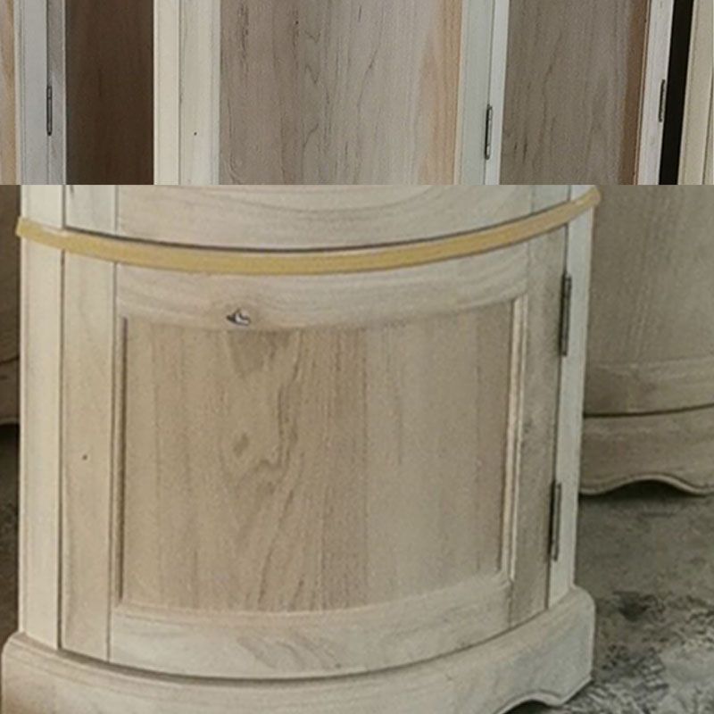 Glass Paned Solid Wood Corner Rustic Accent Cabinet with Doors