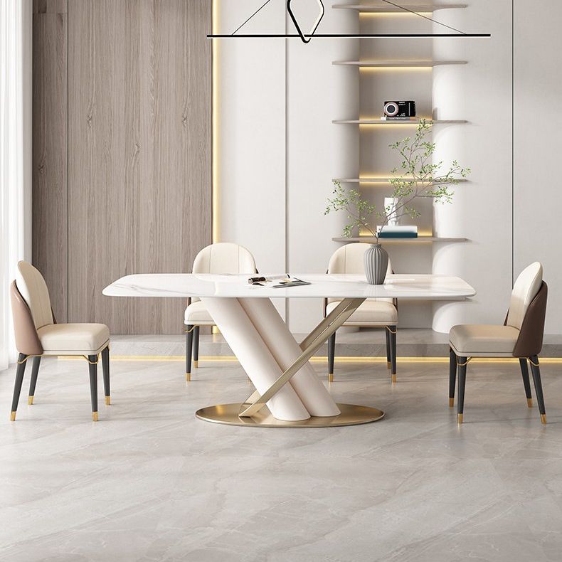 Glam Style Dinette Set for Dining Room 1/4/5/7 Pieces Glossy White Dining Table Set