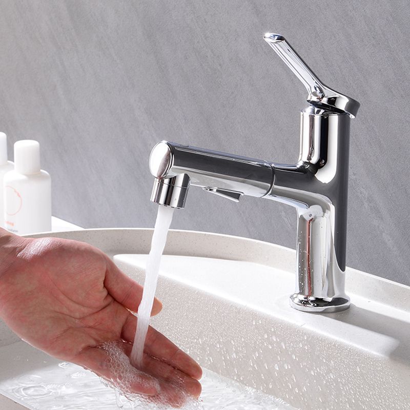 Circular Contemporary Bathroom Faucet Lever Handle Faucet with Single Hole
